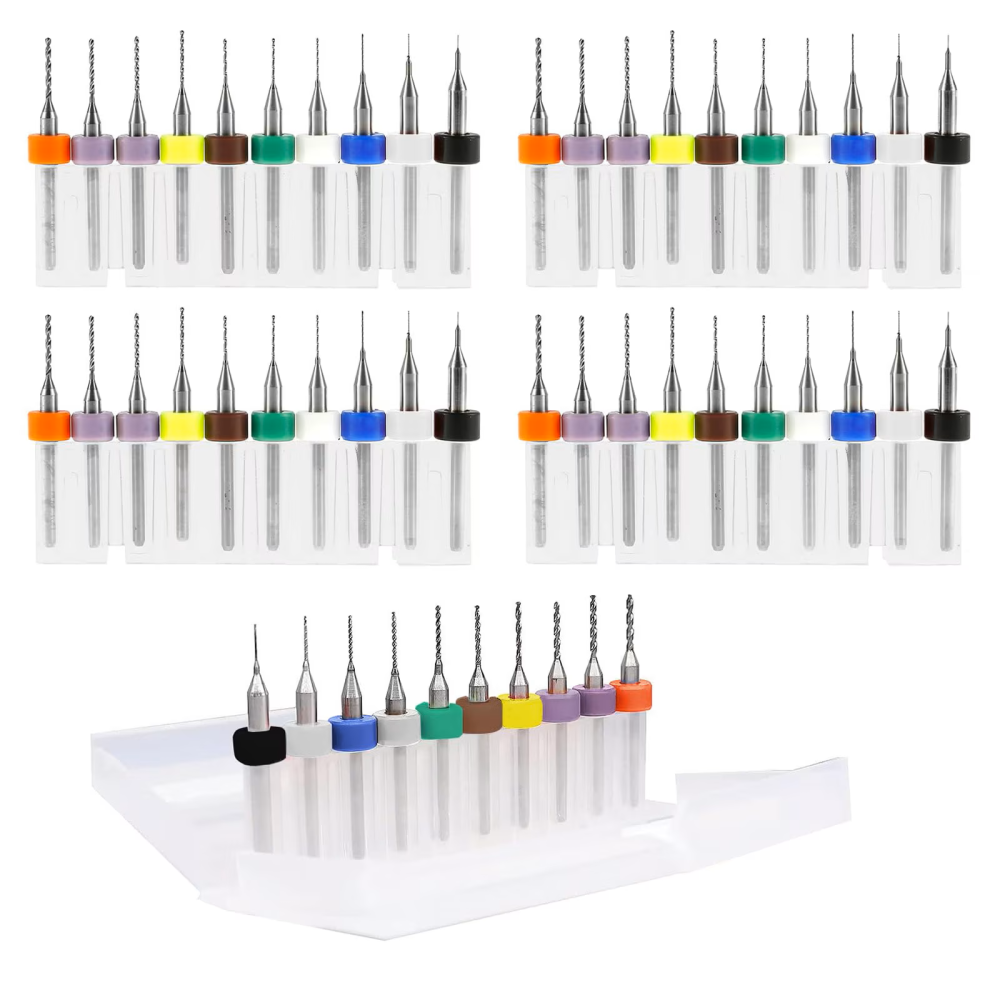 Set 10 micro burghie PCB din otel tungsten 0.1-1.0 mm, pentru CNC, gravura, placi de circuit si curatare orificii fine [3]
