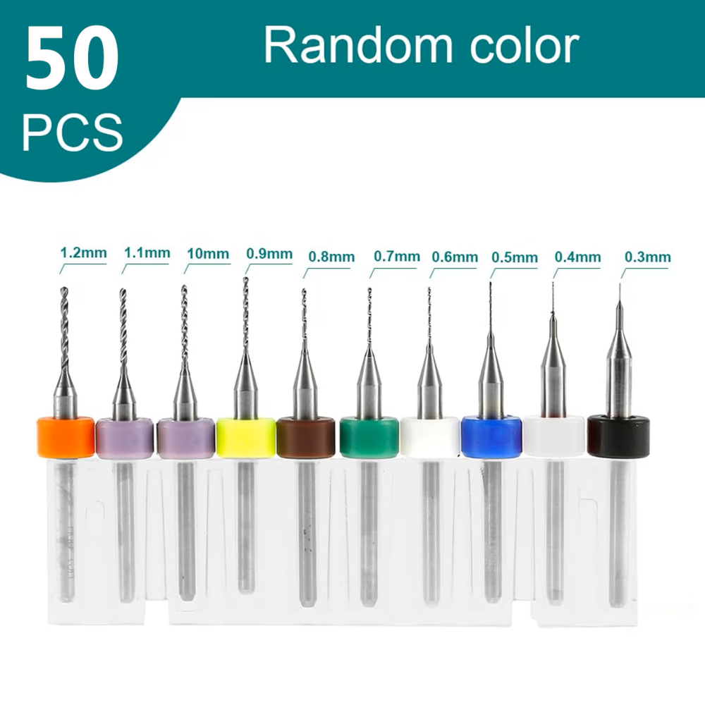 Set 10 micro burghie PCB din otel tungsten 0.2-1.2mm, pentru CNC, gravura, placi de circuit si curatare orificii fine [6]