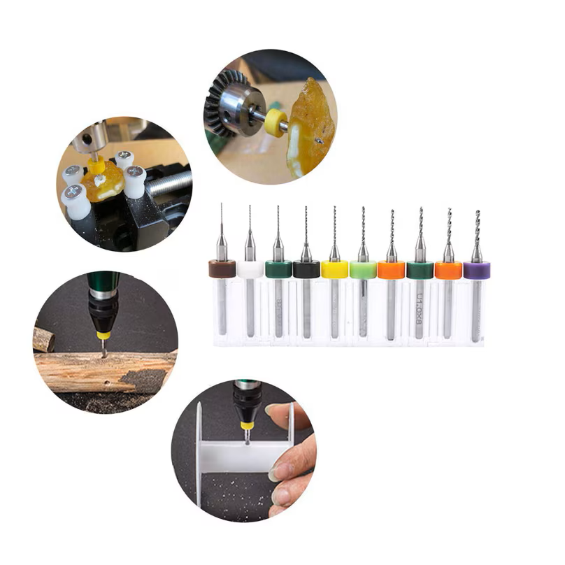 Set 10 micro burghie PCB din otel tungsten 0.2-1.2mm, pentru CNC, gravura, placi de circuit si curatare orificii fine [4]