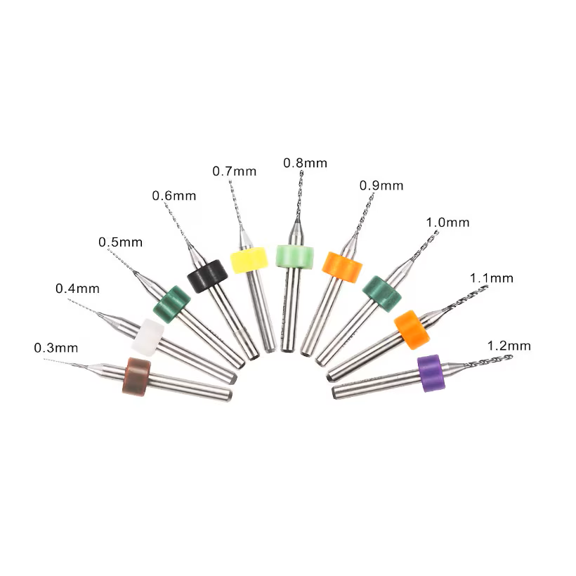 Set 10 micro burghie PCB din otel tungsten 0.3-1.2 mm, pentru CNC, gravura, placi de circuit si curatare orificii fine [3]