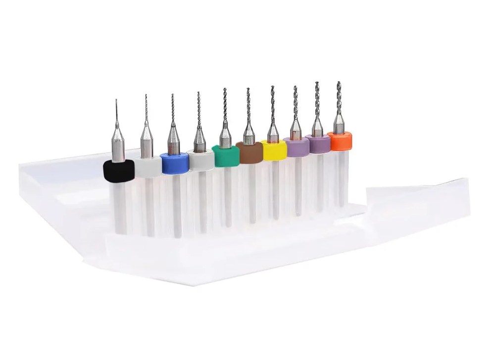 Set 10 micro burghie PCB din otel tungsten 0.2-1.2mm, pentru CNC, gravura, placi de circuit si curatare orificii fine [2]