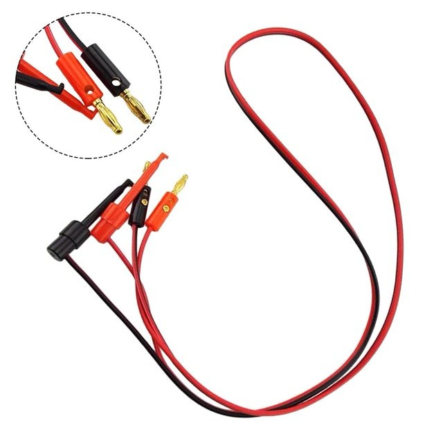 Set cabluri testare cu carlig la mufa banana tata, aurite, rosu si negru, 1m [3]