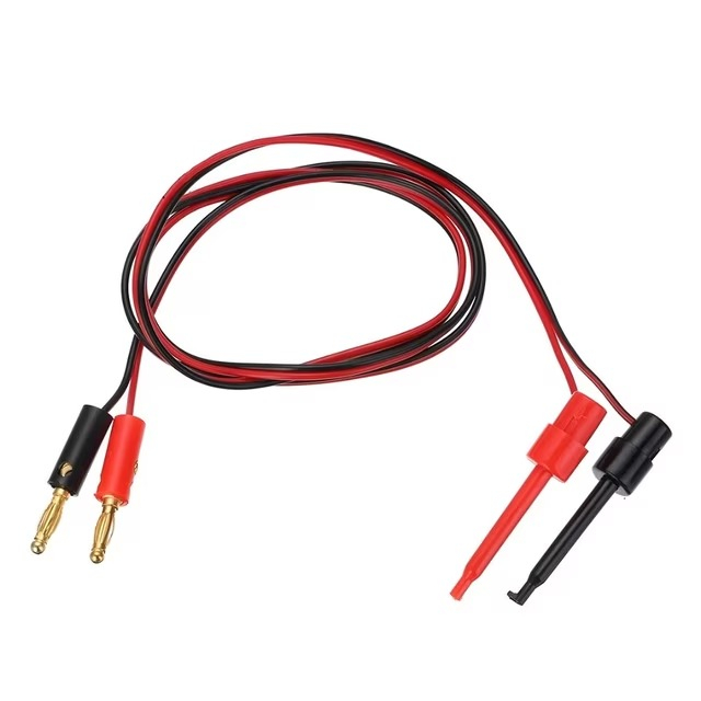 Set cabluri testare cu carlig la mufa banana tata, aurite, rosu si negru, 1m [2]