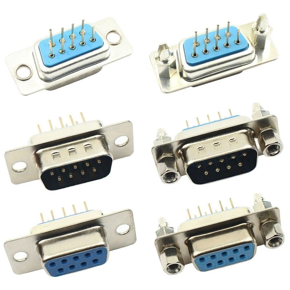 Set conectori D-SUB DB9 RS232 mama + tata, 9 pini, 90°, pentru PCB [3]