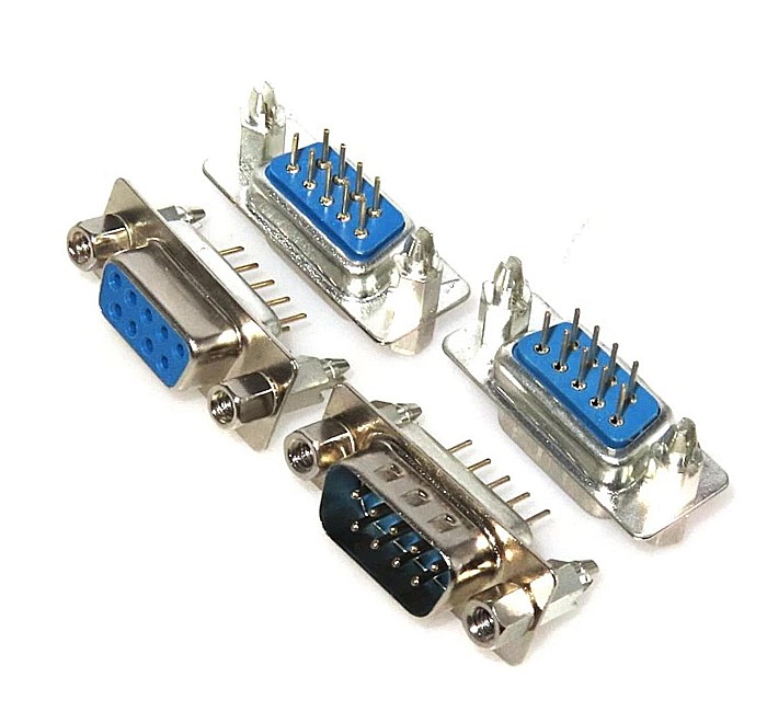Set conectori D-SUB DB9 RS232 mama + tata, 9 pini, 90°, pentru PCB [2]