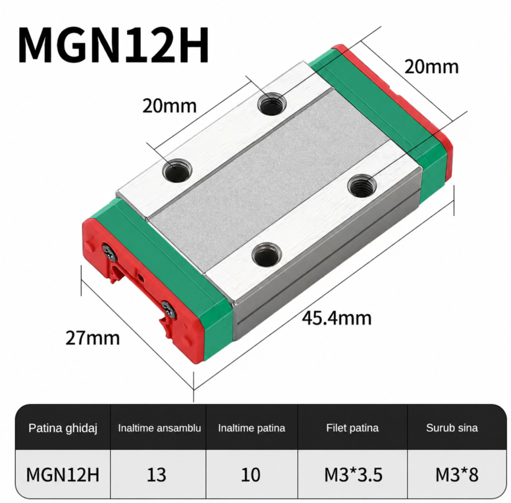 Sina de ghidare liniara MGN12R, 400mm, cu patina MGN12H [4]