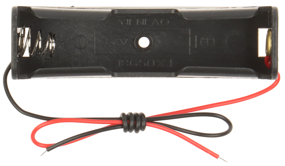 Suport acumulator 18650, 1 slot, cu fire, ABS [2]