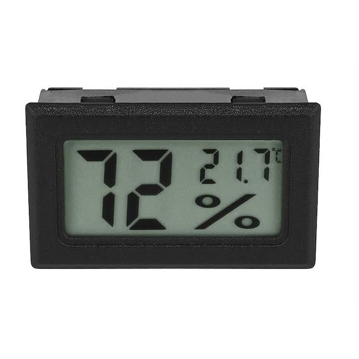 Termometru si higrometru digital cu ecran LCD, negru [3]