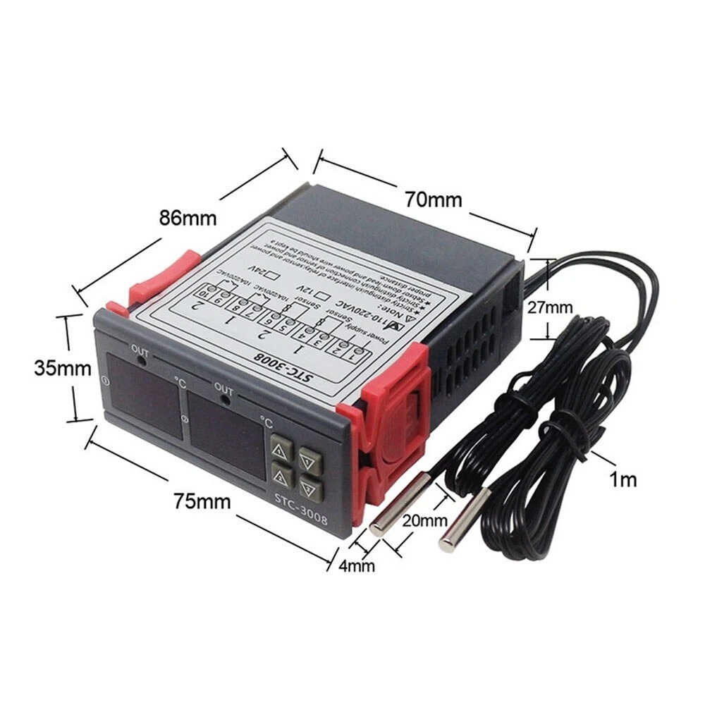 Termostat digital dual STC-3008 control temperatura 12V [2]