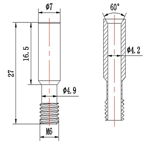 Tija filetata M6x27mm pentru hotend Creality CR-10S si Ender-3, fara tub PTFE [4]