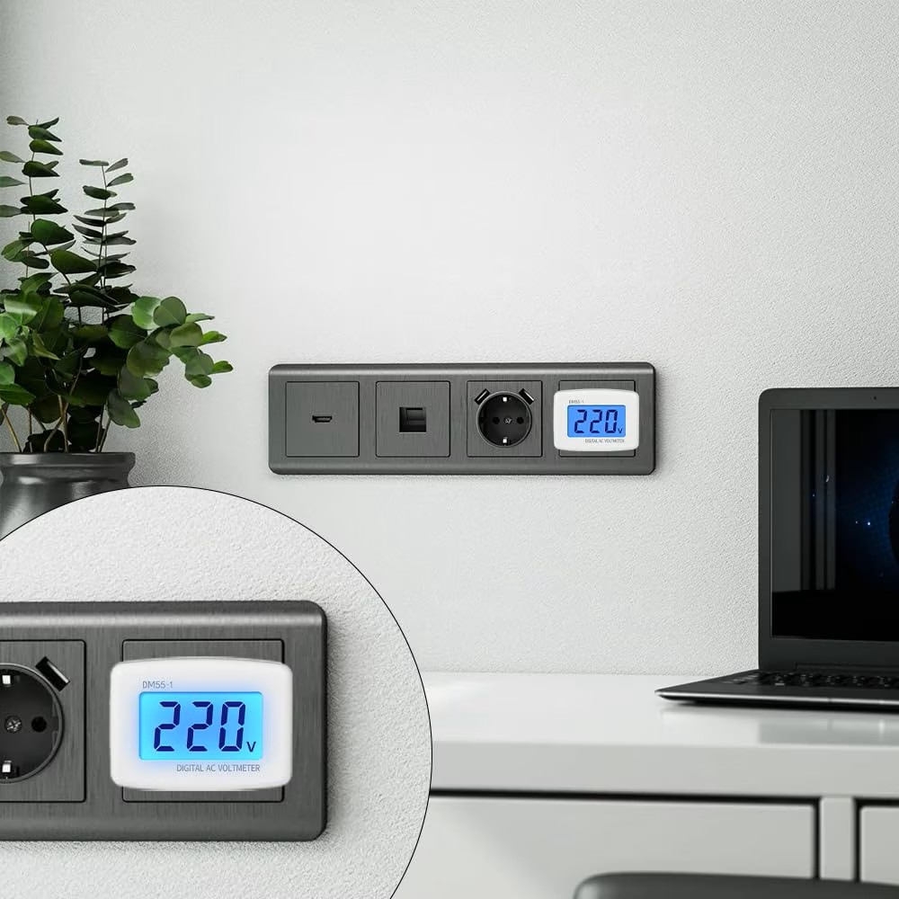 Voltmetru digital AC DM55-1 cu stecher EU, afisaj LCD, 80-300V [6]