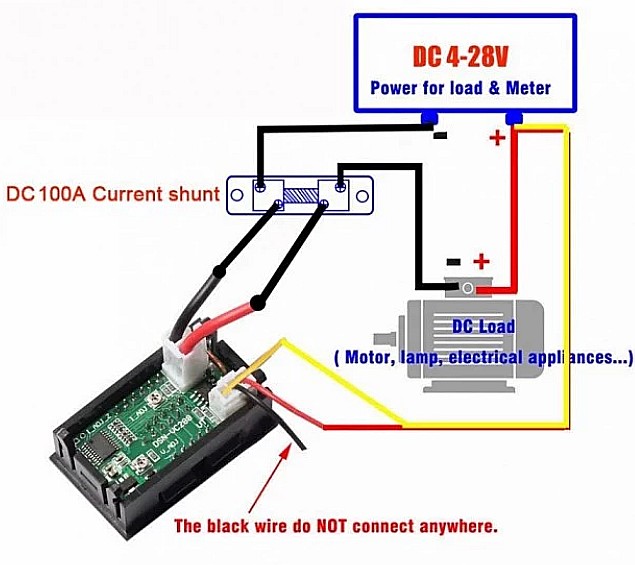Voltmetru si ampermetru digital 0-100V DC, 50A, shunt, display LED [4]