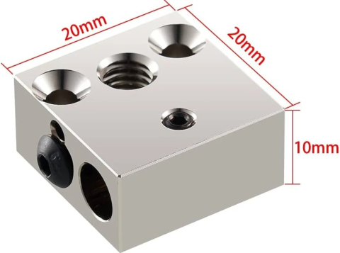 Bloc de incalzire hotend MK8 / CR-10, aluminiu, 20x20x10mm [1]