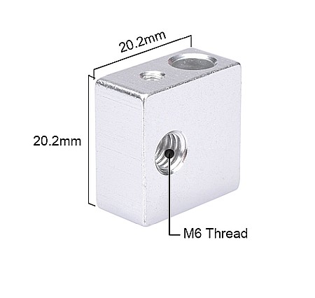 Bloc incalzire imprimanta 3D, 20x20x10mm, aluminiu