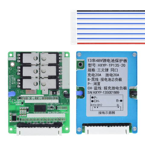 BMS 13S 48V Li-ion 20A, protectie acumulatori litiu, incarcare 54.6V, cu cabluri [1]