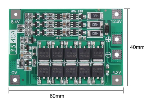 BMS 3S 40A cu balansare pentru baterii Li-ion (12.6V) [3]