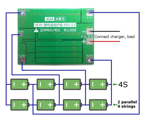 BMS 4S 40A cu balansare pentru baterii Li-ion (16.8V) [3]