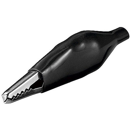 Cabluri si conectori - Borna cleste de test crocodil izolat, negru, 45mm (2 buc)