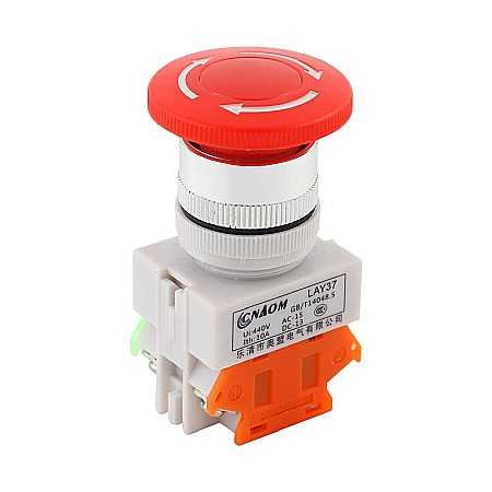 Componente CNC - Buton oprire de urgenta LAY37-11ZS, 1NO+1NC, deblocare prin rotire, 22mm