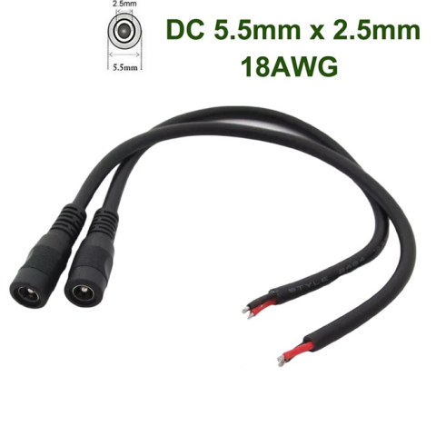 Cablu alimentare cu mufa DC mama 5.5 x 2.1mm, lungime totala 30cm, 18AWG [2]