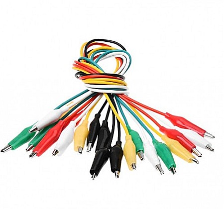 Cablu cu clesti crocodil, 46cm, diverse culori (set 4 buc)