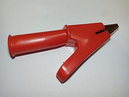 Cabluri si conectori - Cleste crocodil izolat ROSU 6cm