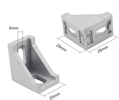 Coltar din aluminiu 2028, unghi drept, cu gaura alungita (set 2 buc.) [1]