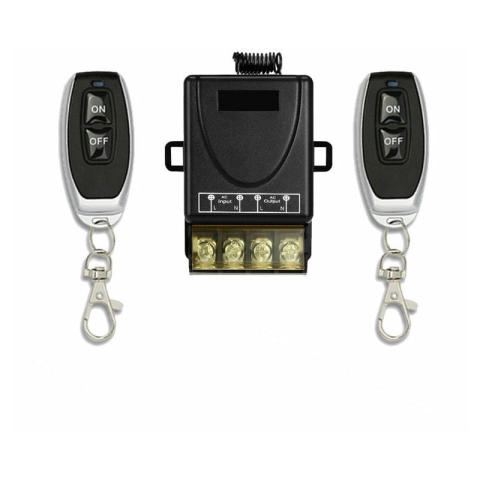 Smart Home - Comutator fara fir cu releu, 40A, 50m, set cu 2 telecomenzi, negru