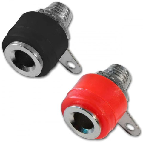 Cabluri, conectori si izolatie - Conector banana mama 4mm, 6A, 125V AC, rosu/negru