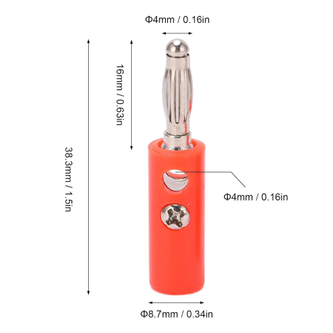 Conector banana tata 4mm, rosu, 6A, 125V AC [2]
