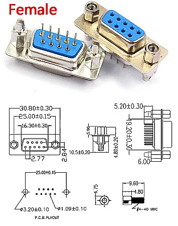 Cabluri si conectori - Conector mufa mama DB9 RS232 pentru lipit
