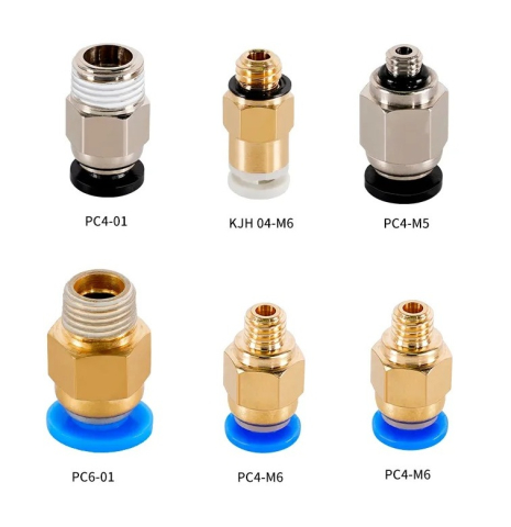 Conectori pneumatici Bowden PC4-M5, PC4-M6 (2 buc.), PC4-01, PC6-01 si KJH04-M6 (set 6 buc.)