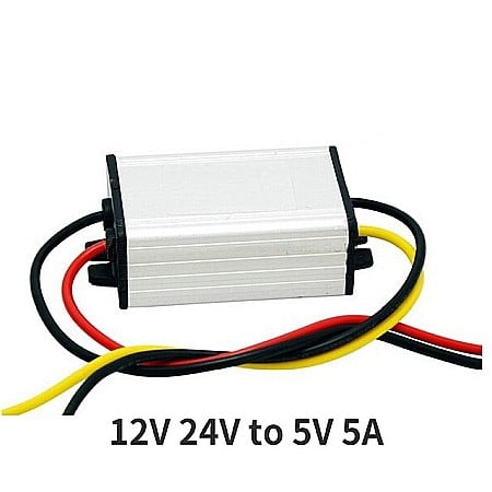 Convertoare DC-DC - Convertor DC-DC step-down 12V 24V la 5V, 5A, rezistent la apa IP68
