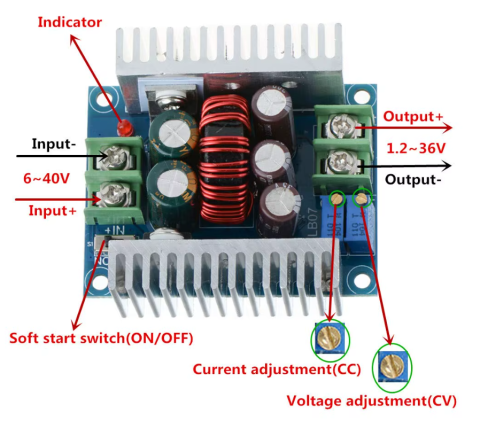 Convertor DC-DC step-down, 6-40V la 1.2-36V, 20A, 300W, CC/CV [2]