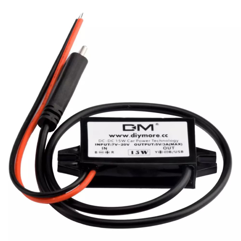 Convertoare DC-DC - Convertor DC-DC step-down 7-20V la 5V, 3A, 15W, USB-C, rezistent la apa