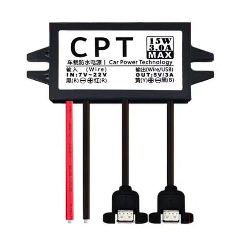 Convertoare DC-DC - Convertor DC-DC step-down CPT-UL-5, 7-22V la 5V, 3A, 15W, 2x USB-A