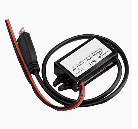 Surse de alimentare - Convertor DC-DC step-down, IN 7-20V, OUT 5V, 3A, cu USB-C, rezistent la apa