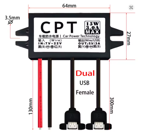 Surse de alimentare - Convertor de putere step-down CPT-UL-5, IN 7-22V, OUT 5V/3A,15W