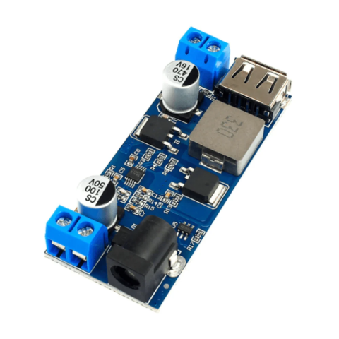 Convertoare DC-DC - Convertor DC-DC step-down XY-3606, 9-36V la 5.2V, 5A, 25W, USB-A si borne​​​​​​​