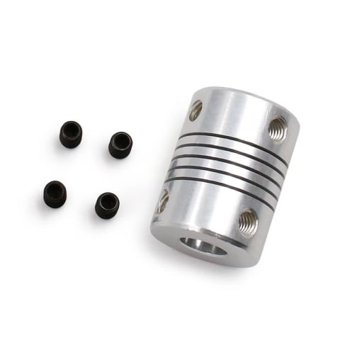 Cuplaj flexibil 5x5mm din aluminiu, gri, 19x25mm
