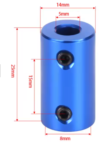 Cuplaj rigid 5x8mm din aluminiu, albastru, 14x25mm [1]