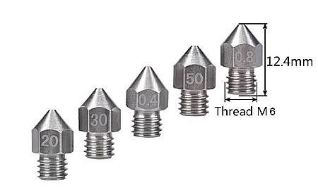 Componente imprimante 3D - Duza inox 0.6mm, filament 1.75mm M6 hexagon 7 imprimanta 3D