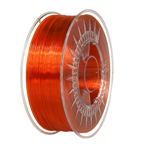 PET-G - Filament PETG portocaliu aprins transparent 1.75mm, 1kg, Devil Design, imprimantă 3D