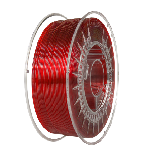 PET-G - Filament PETG roșu rubiniu transparent 1.75mm, 1kg, Devil Design, imprimantă 3D