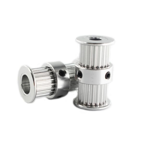 Fulie dintata dubla GT2, 20 dinti, alezaj 6.35mm, cu flanse, pentru curea 10mm [3]