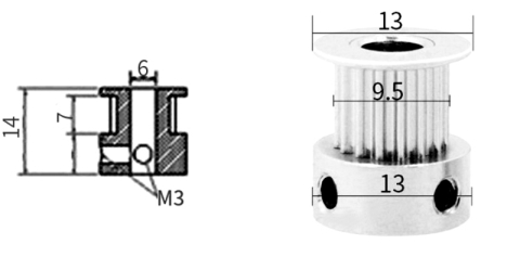 Fulie GT2 20 dinti, gaura 5mm, curea 6mm, aluminiu 7075, imprimanta 3D [3]