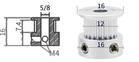 Fulie GT2 20 dinti, gaura 5mm, curea 6mm, aluminiu, imprimanta 3D [3]