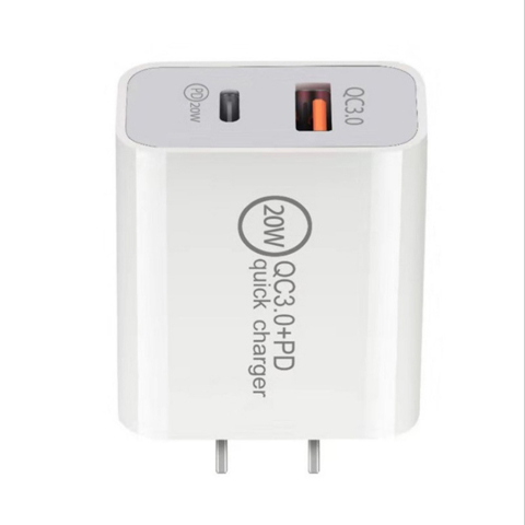Alimentatoare AC-DC - Incarcator rapid telefon 20W, USB-A + USB-C, PD si QC3.0, stecher US