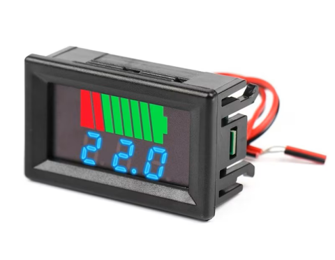 Indicatori si testere pentru acumulatori - Indicator nivel baterie 24V cu voltmetru LED, pentru montaj in panou