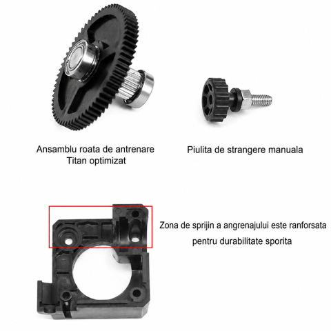 Kit extruder Titan E3D, 3:1, filament 1.75mm, cu suport NEMA 17 [7]